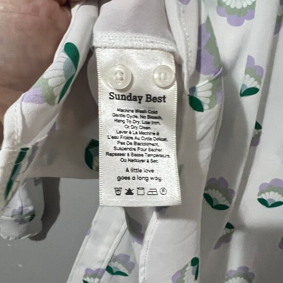 Aritzia Sunday Best Blouse Women's Size XXS Lace Trim Printed Collared - Picture 7 of 7